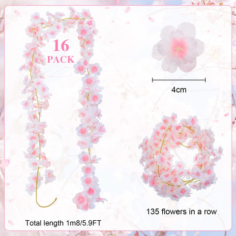 Nuenen cherry blossom vine length 5.9 ft ideal for staircases and mantels.