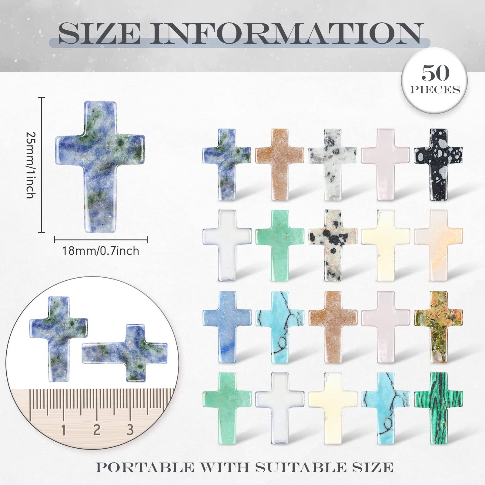 Nuenen multi-color cross stone pendant in 18x25 mm for colorful accessories.