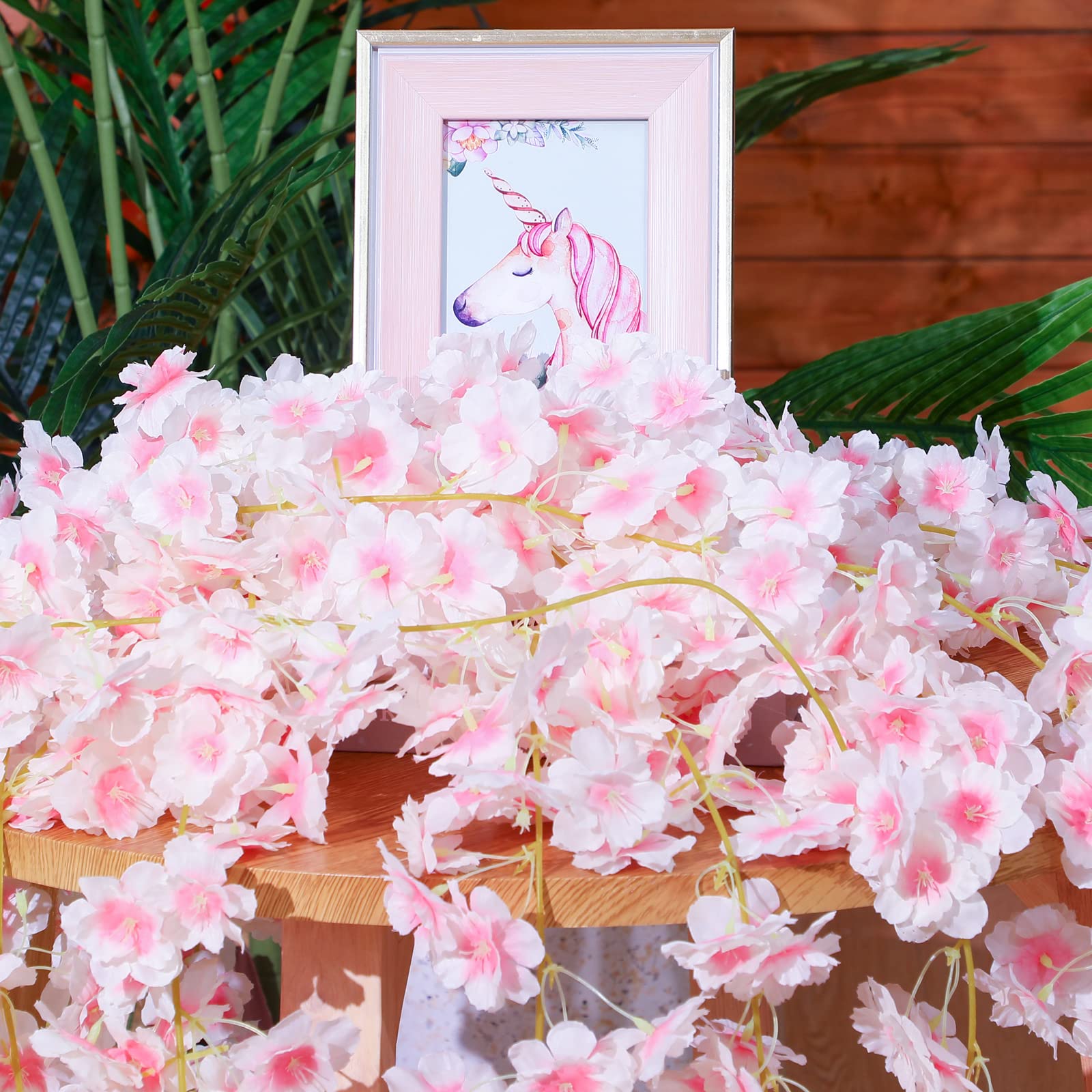 Nuenen cherry blossom garland constructed from silk and rattan for durability.