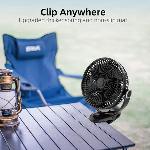 Nuerst clip-on fan tilts 360 degrees for precise angle control.