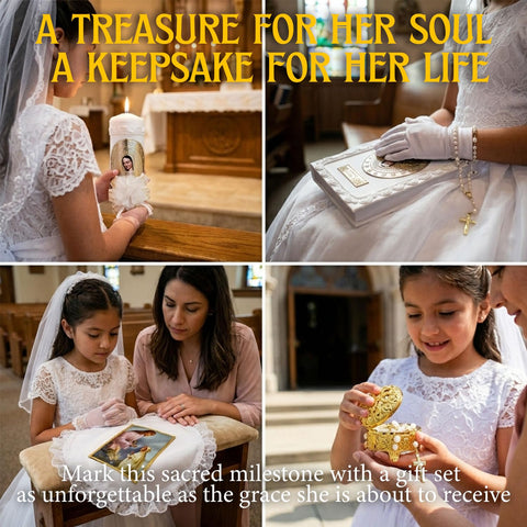 Nuestra Fe communion candle and bible for girl: elegant ceremony keepsake and reminder of faith.
