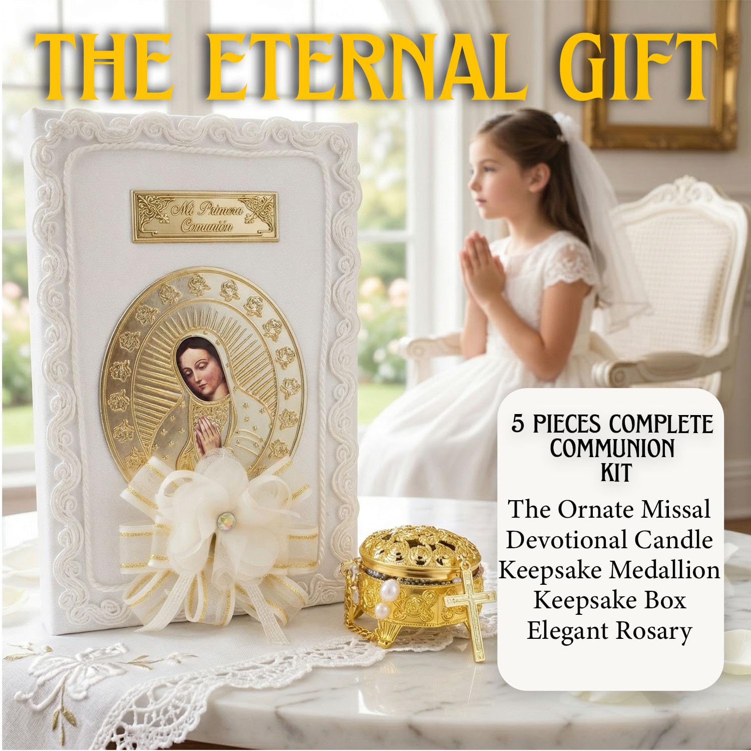 Nuestra Fe handcrafted first-communion bible set: artisan-made keepsake from Mexican craftsmanship.