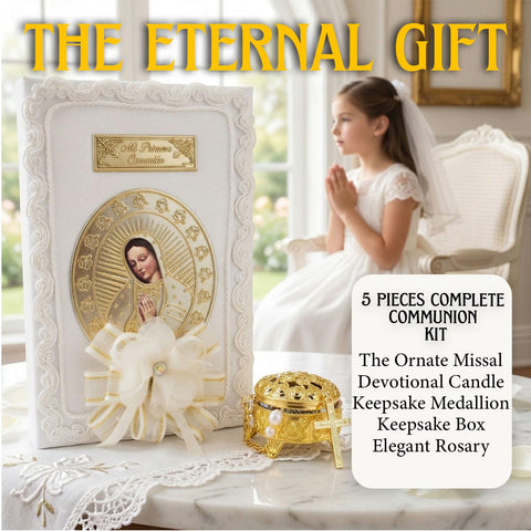 Nuestra Fe handcrafted first-communion bible set: artisan-made keepsake from Mexican craftsmanship.