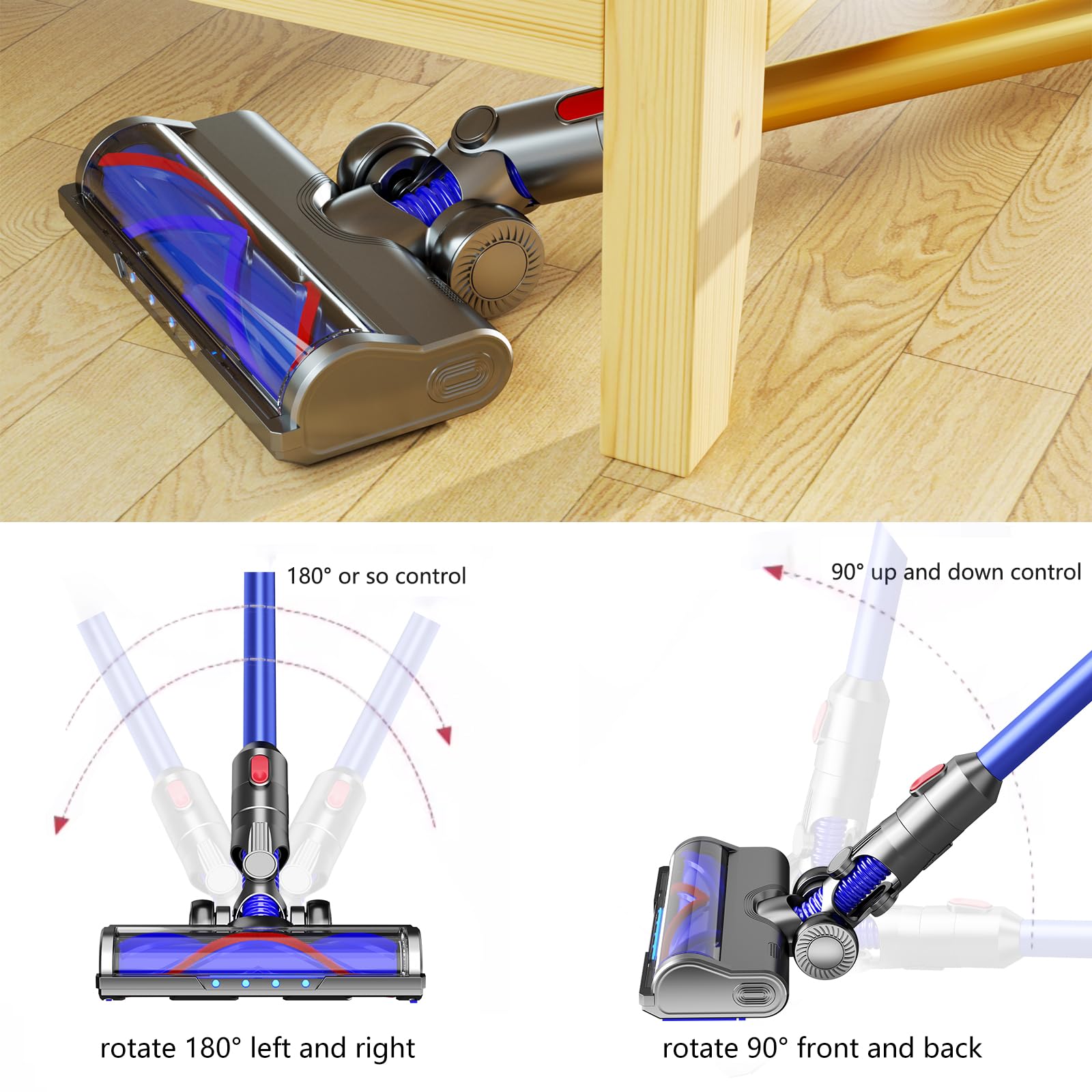 Nukisa hardwood floor head attachment delivers deep debris pickup across surfaces.