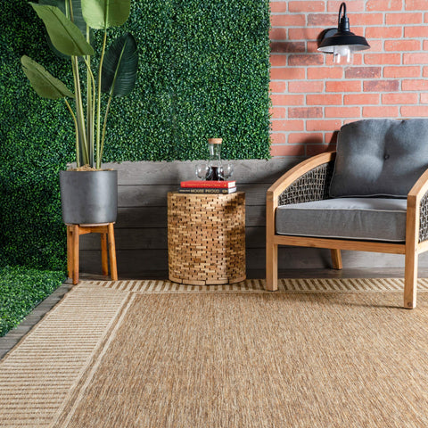 nuLOOM Asha indoor-outdoor rug features durable construction for versatile use.