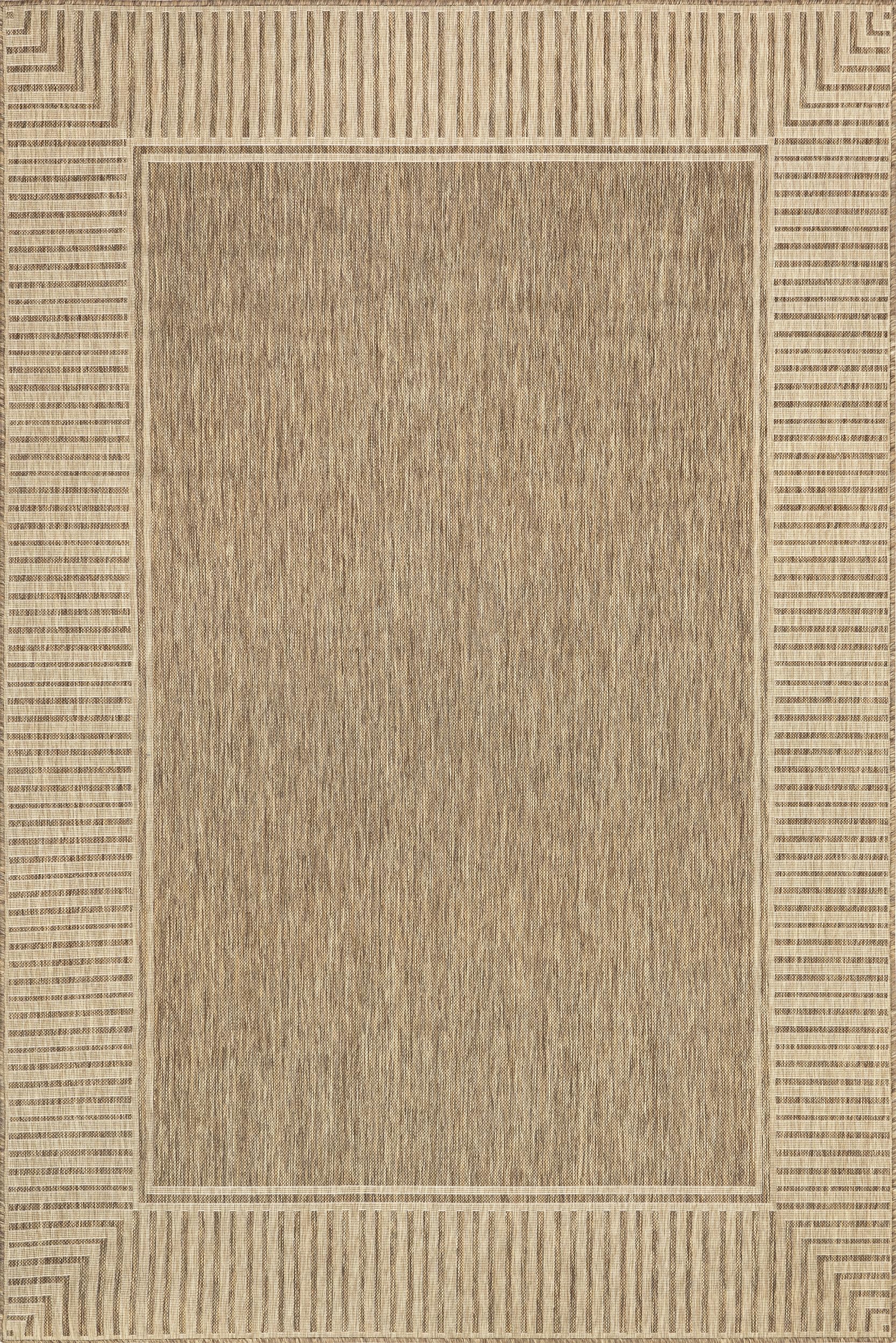 nuLOOM Asha striped border detail enhances casual living spaces.