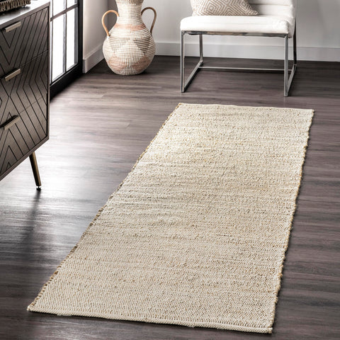 nuLOOM Elfriede braided jute cotton closeup shows texture and natural warmth for living spaces.
