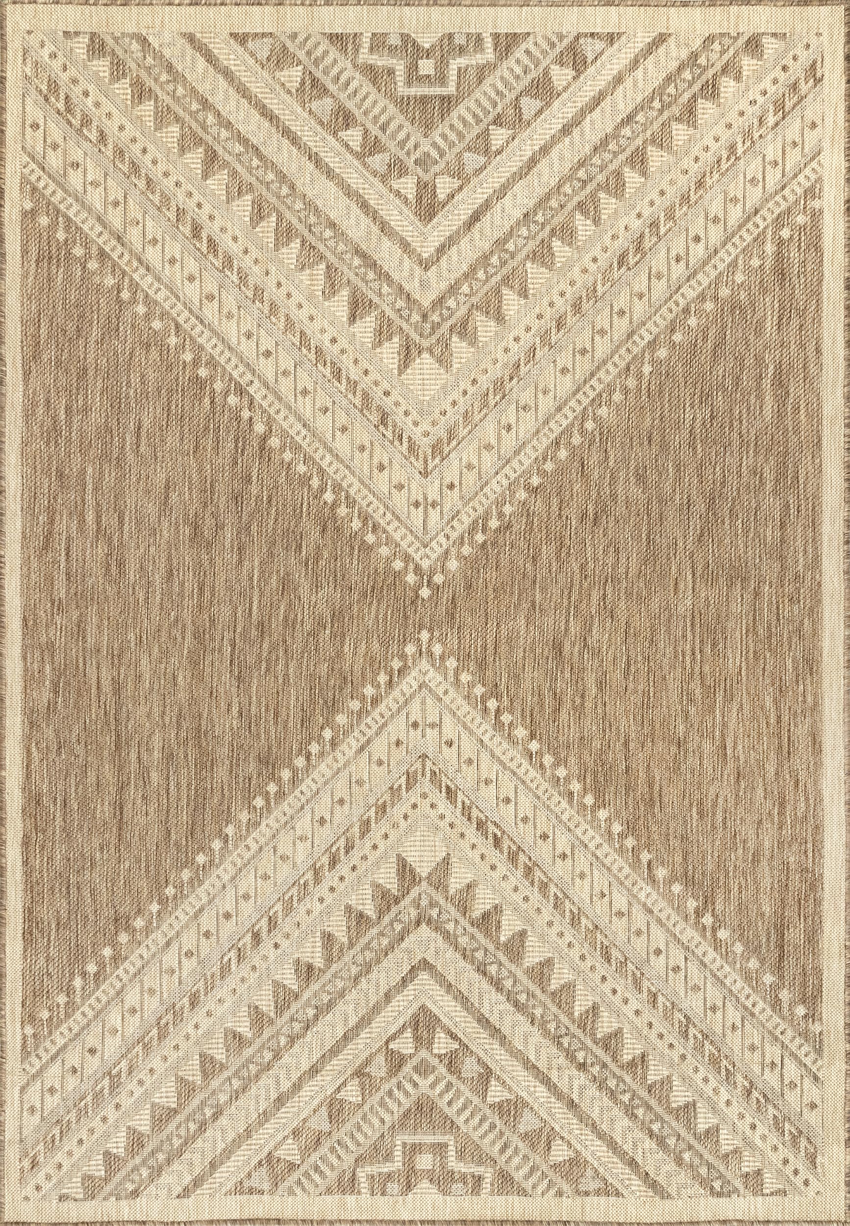 nuLOOM Landry brown/ivory rug for indoor/outdoor use, weather-ready.