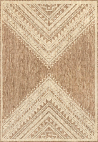 nuLOOM Landry brown/ivory rug for indoor/outdoor use, weather-ready.