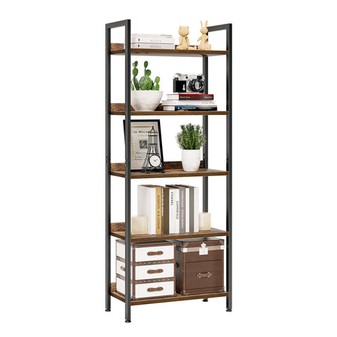 NUMENN Bookshelf 5-tier front view showing open storage for books and decor.