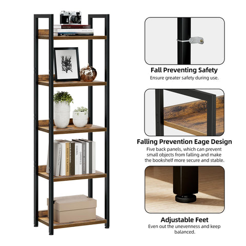 NUMENN Narrow Bookshelf stands tall at 55.5 inches for efficient vertical storage.