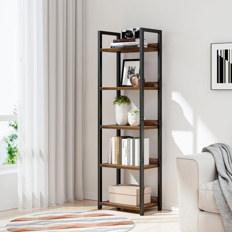 NUMENN Narrow Bookshelf wooden back panel helps keep small items from slipping.