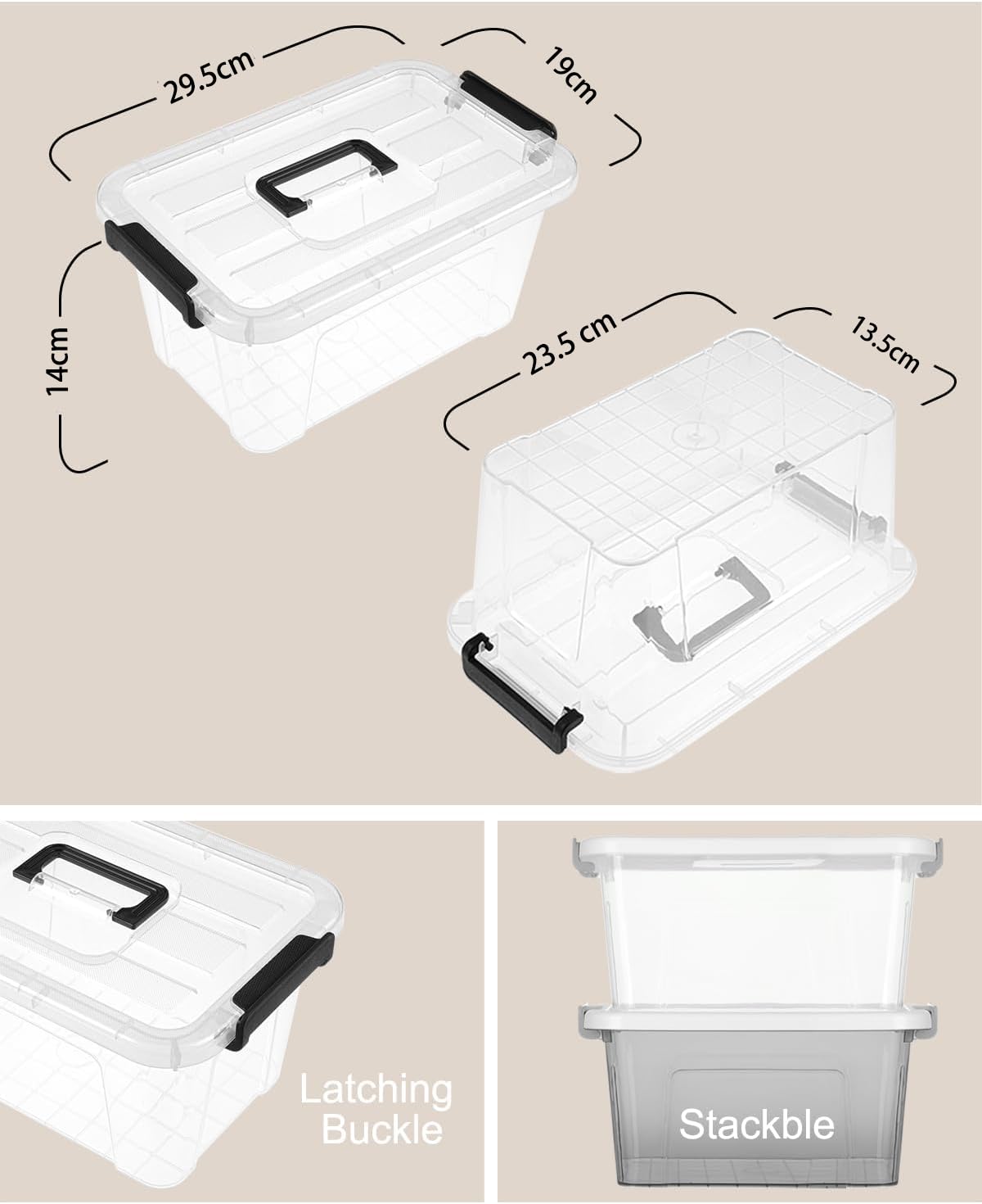 NUMIFUN clear BPA-free storage bin transparent helps quick item identification