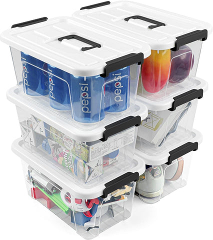 NUMIFUN plastic storage bins with lids six-pack white demonstrate durable, space-saving organization