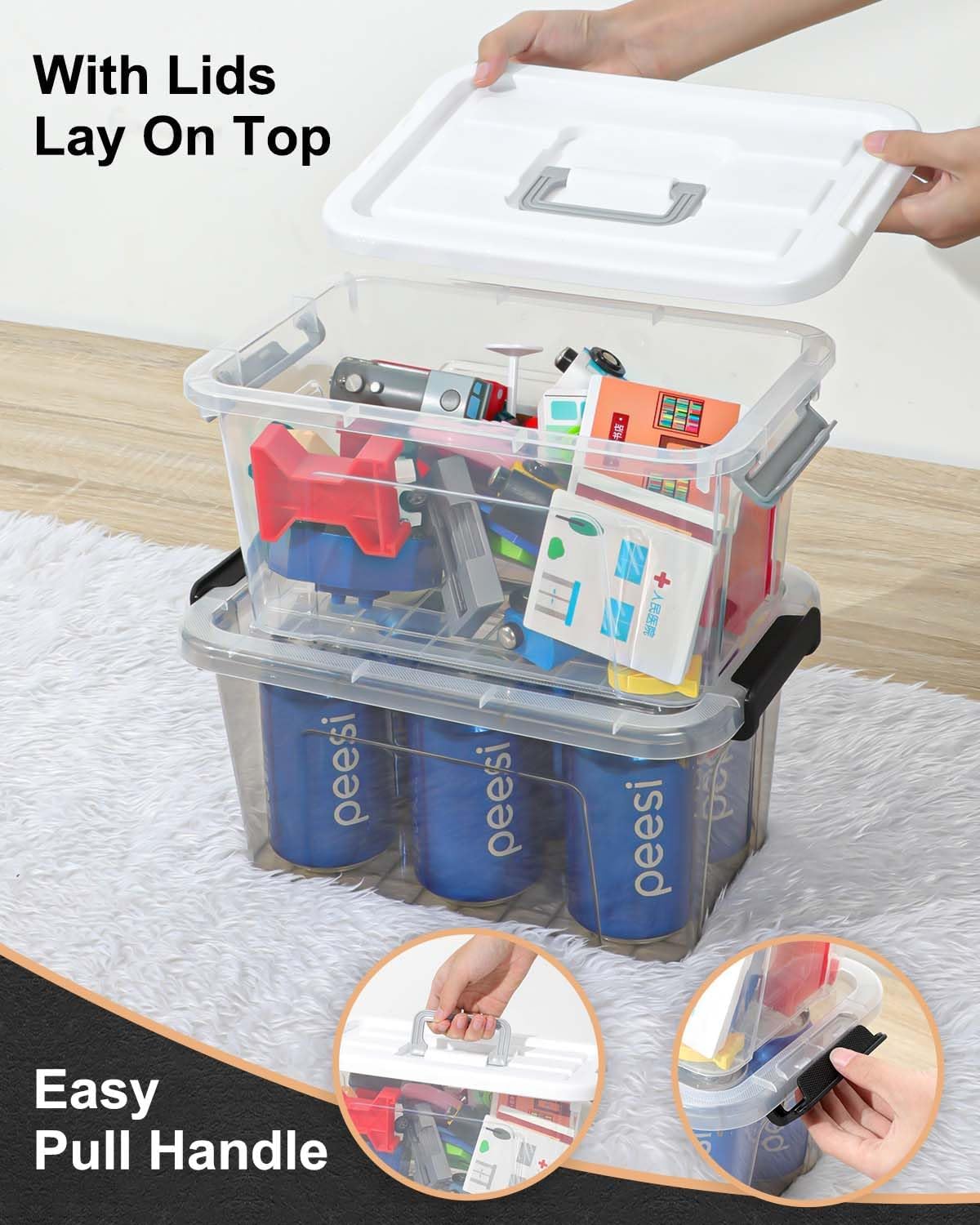 NUMIFUN stackable storage bins feature grooved design for stable, space-efficient stacking