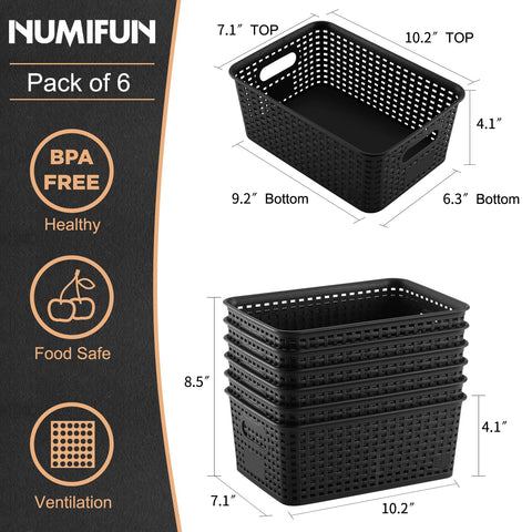 NUMIFUN storage basket on shelf demonstrates compact organization for kitchen or closet spaces.