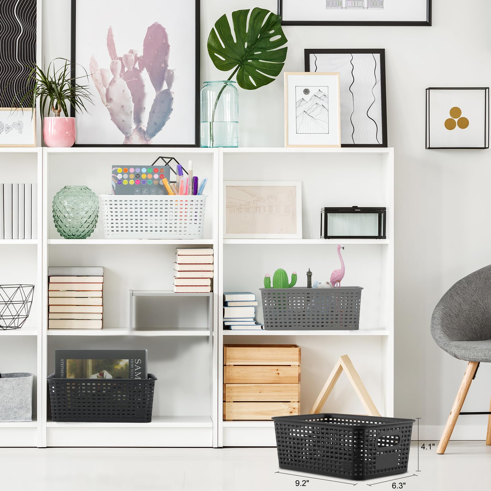 NUMIFUN woven plastic bin for pantry organization and tidy shelves.