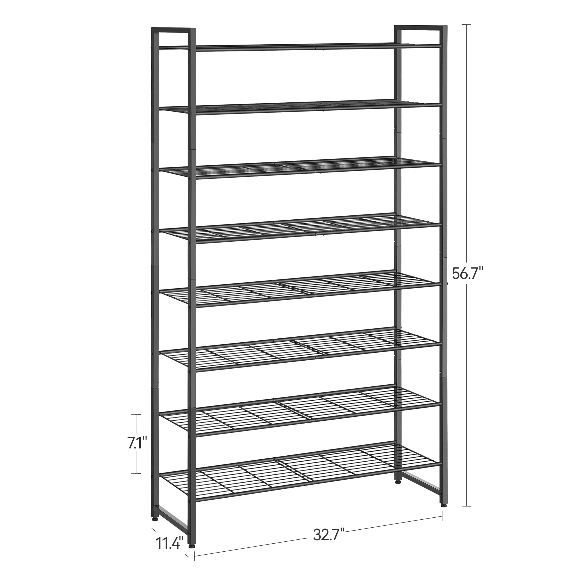 Nunsino 8-wire shelves provide sturdy weight distribution for heavier footwear.