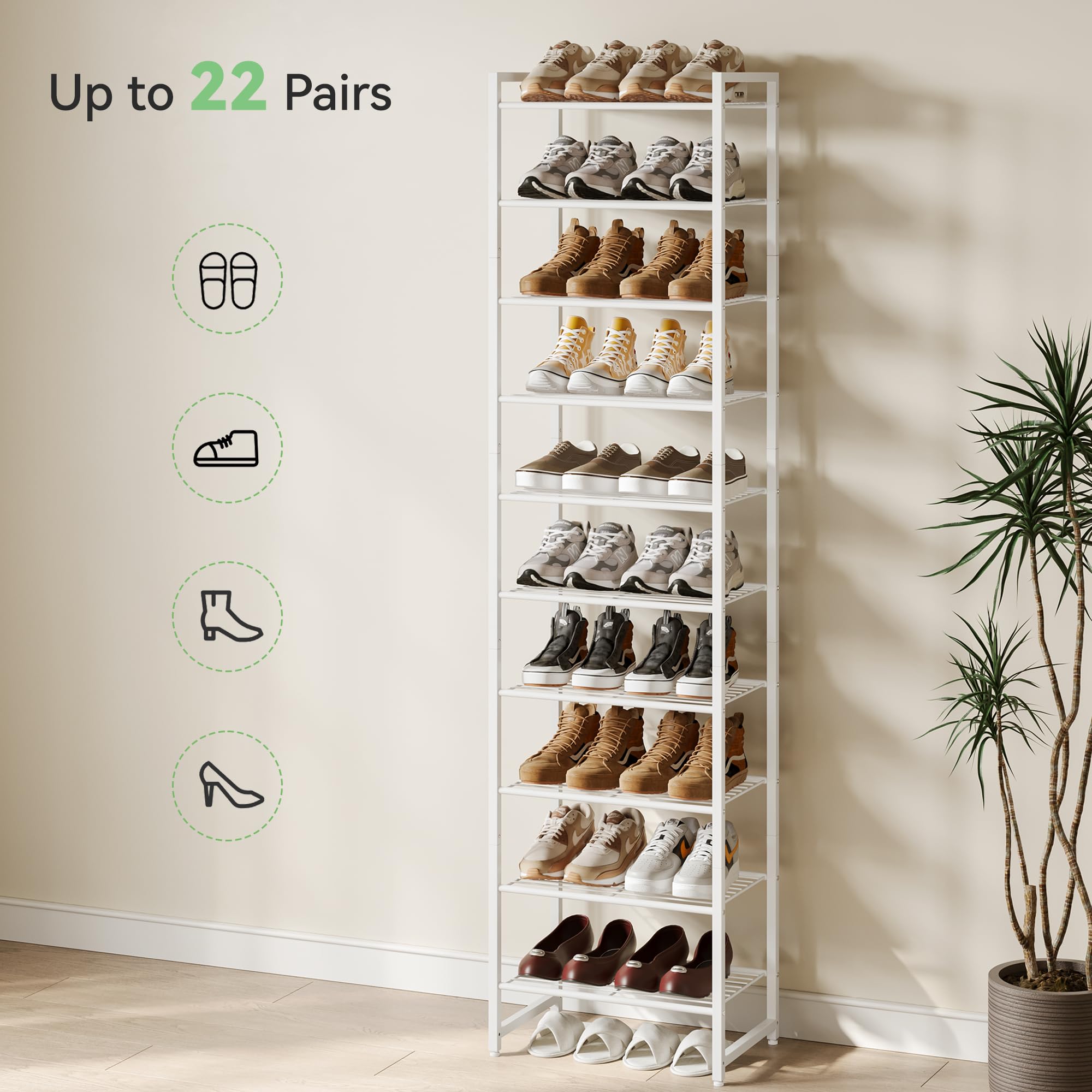 Nunsino holds up to 20 pairs for organized entryways