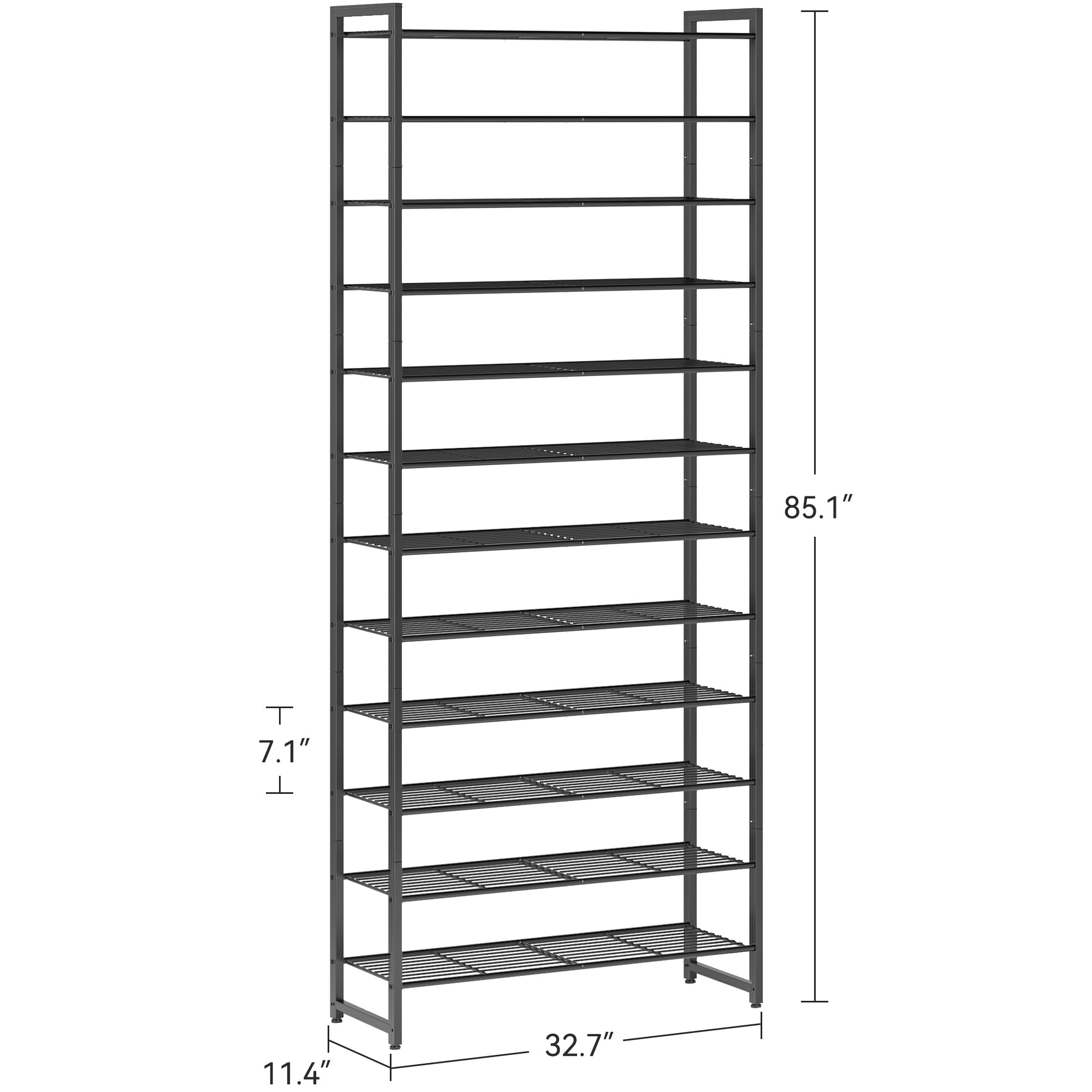 Bottom tier adjustable height fits tall boots without removing shelves.