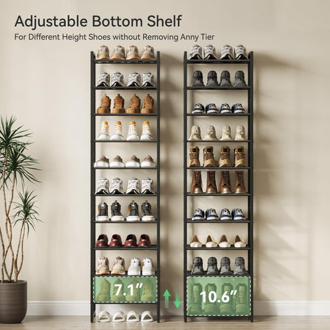 Nunsino Narrow Shoe Rack thickened frame adds stability for daily use.
