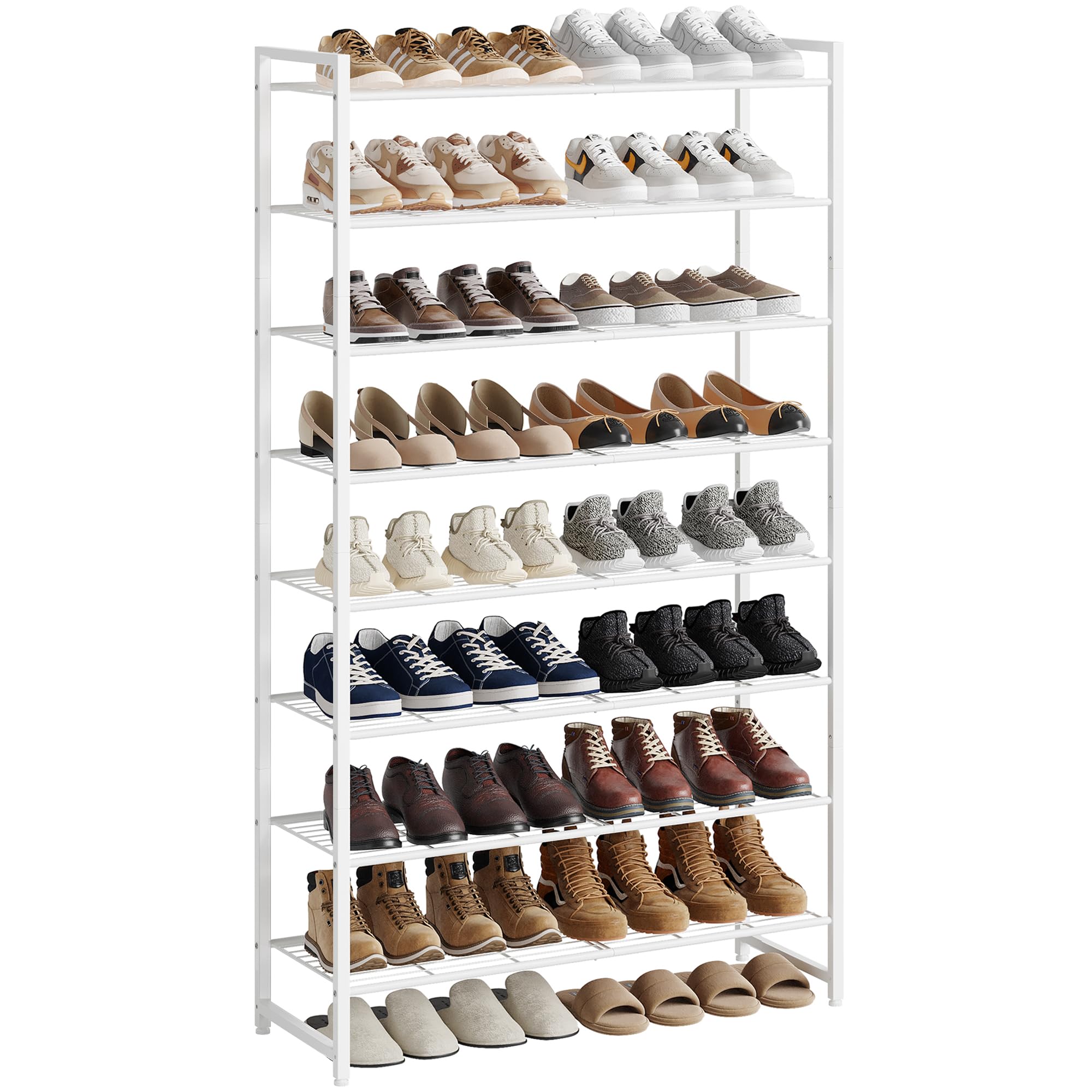 Nunsino 8-tier shoe rack assembly shows quick setup and organized closet space.