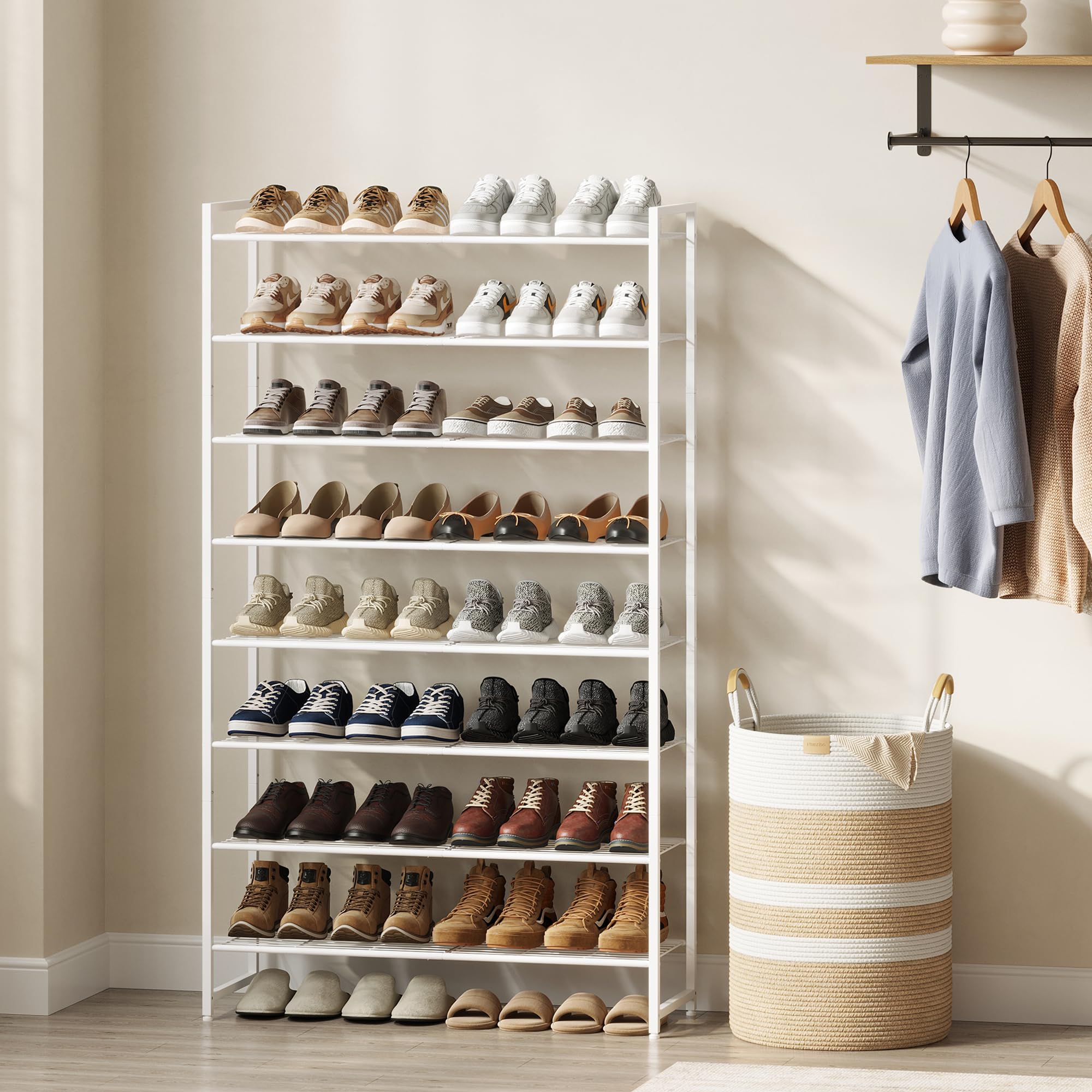 Nunsino 8-tier shoe rack full-capacity design preserves space in entryway.