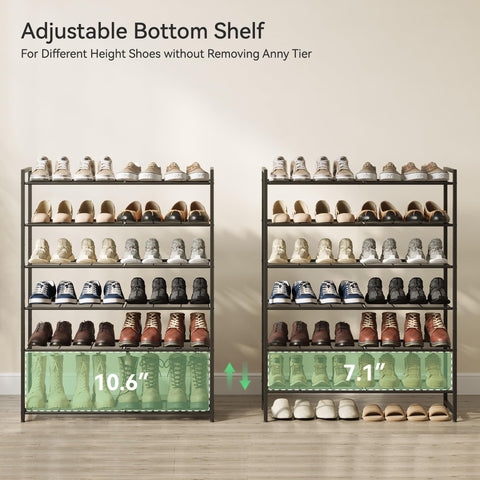 Bottom tier adjustable to fit boots without removing shelves