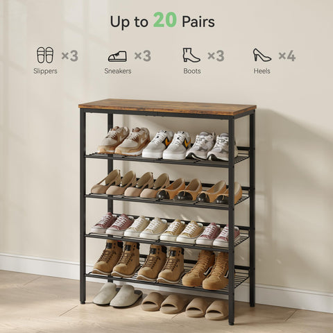 Compact entryway shoe rack for quick access and tidy floors.