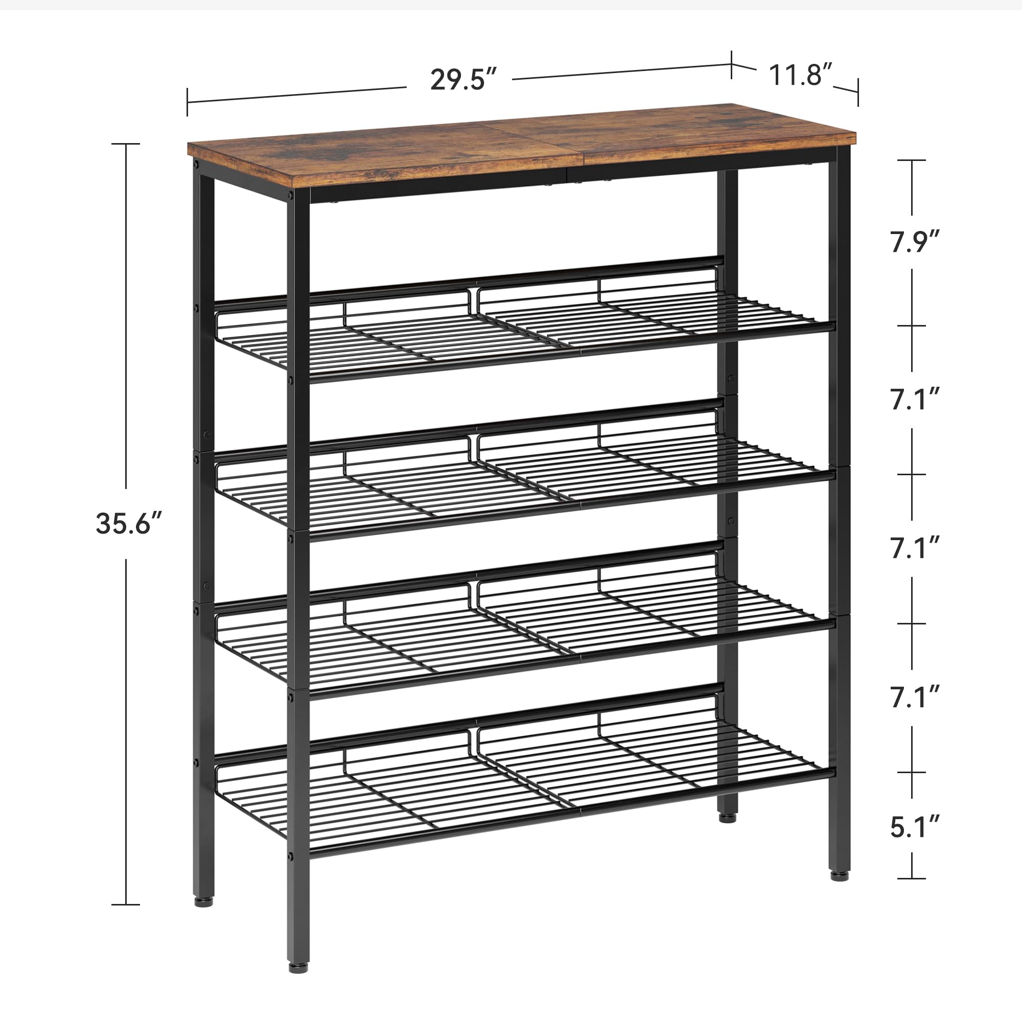 Nunsino rack with wooden top doubles as decor display and shoe storage.