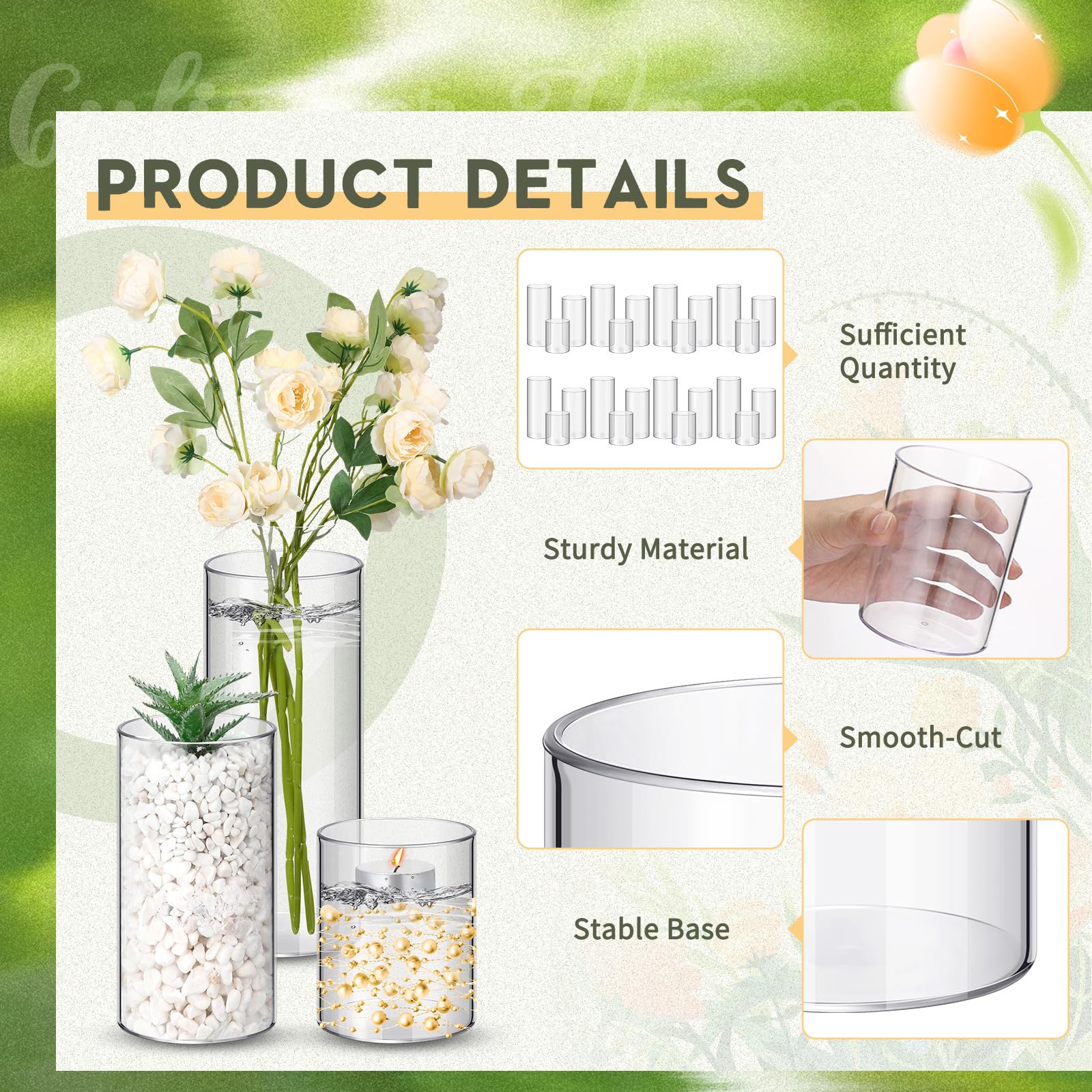 Nuogo 4x3-in cylinder vase ideal for petite floral posies and candles.