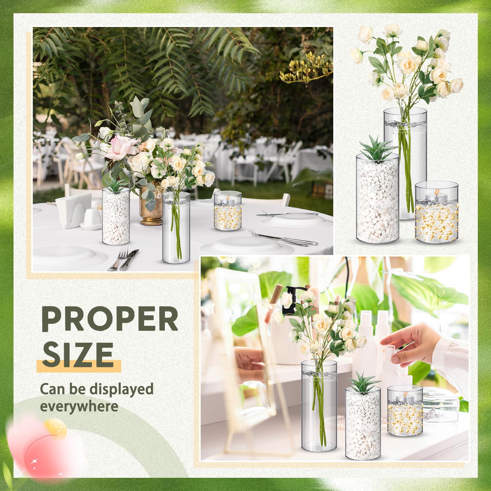 Nuogo 7.9x3.9-in cylinder vase fits grand bouquets or pillar candles.