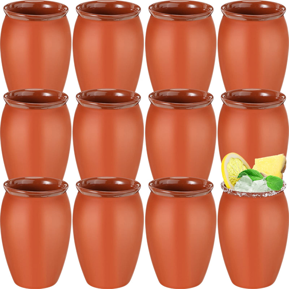 Nuogo 12oz cantaritos with glossy glaze, ideal for margaritas.