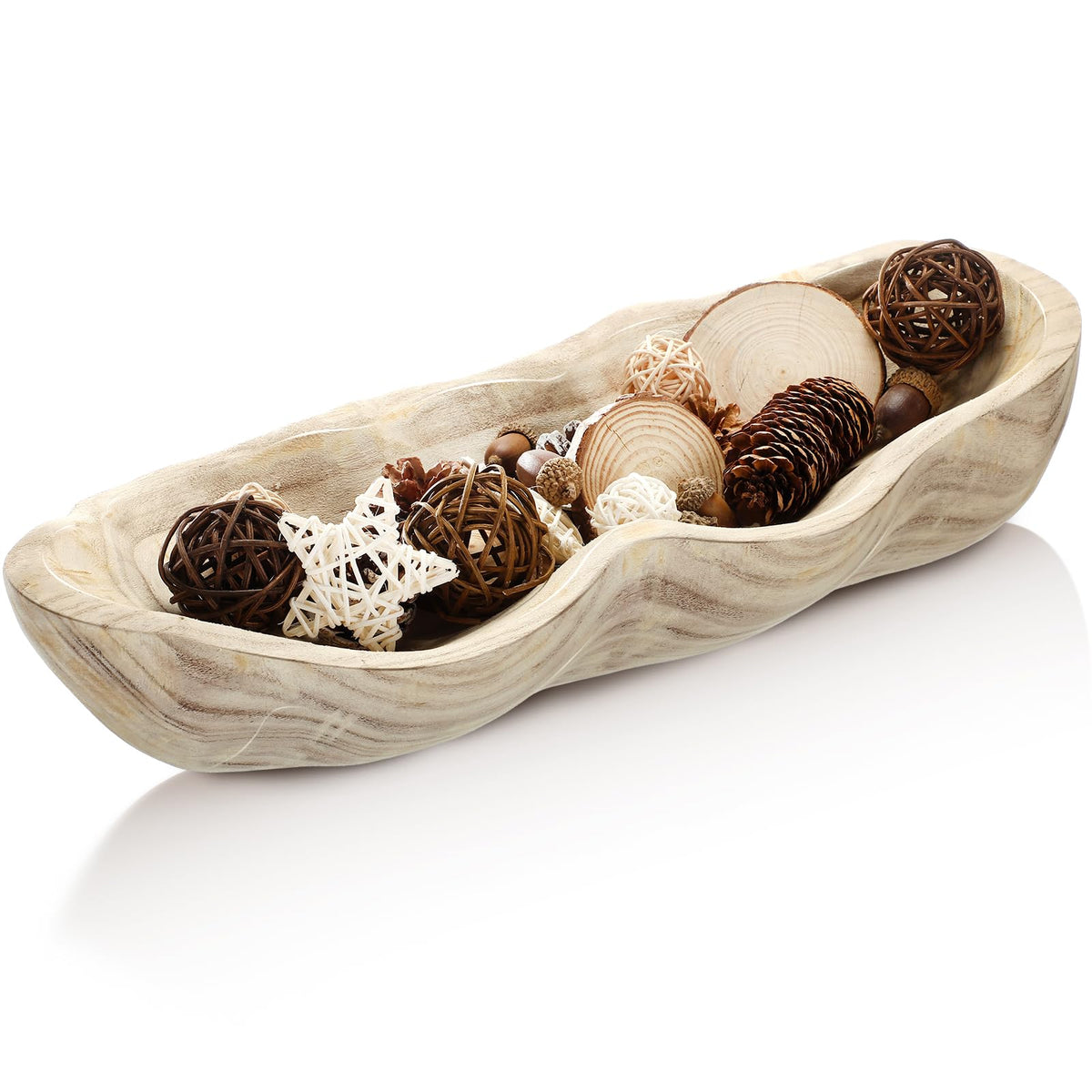 Nuogo 16-inch light-color dough bowl showing bright wood grain for stylish kitchen display.