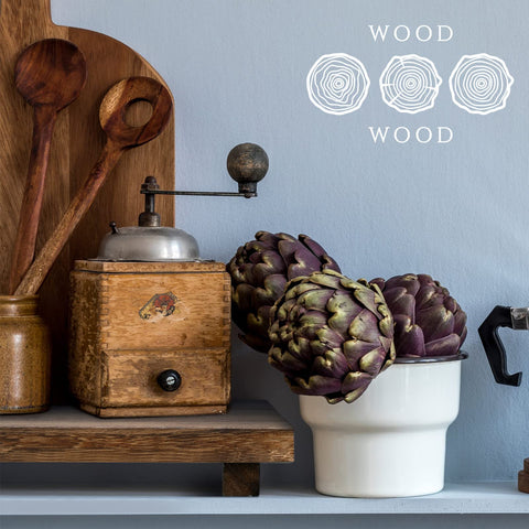 Nuogo wood riser tray ideal for bathroom display of soaps and bottles.