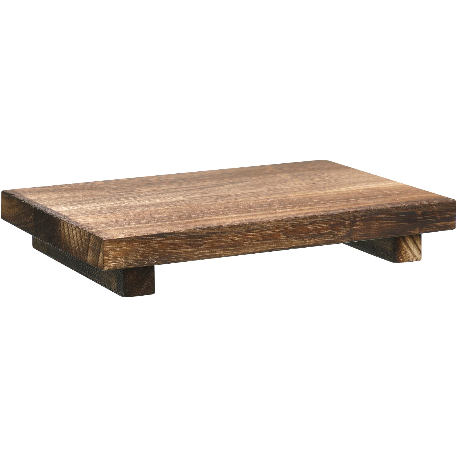 Nuogo wood riser tray with soap on a tidy kitchen counter for organized style.