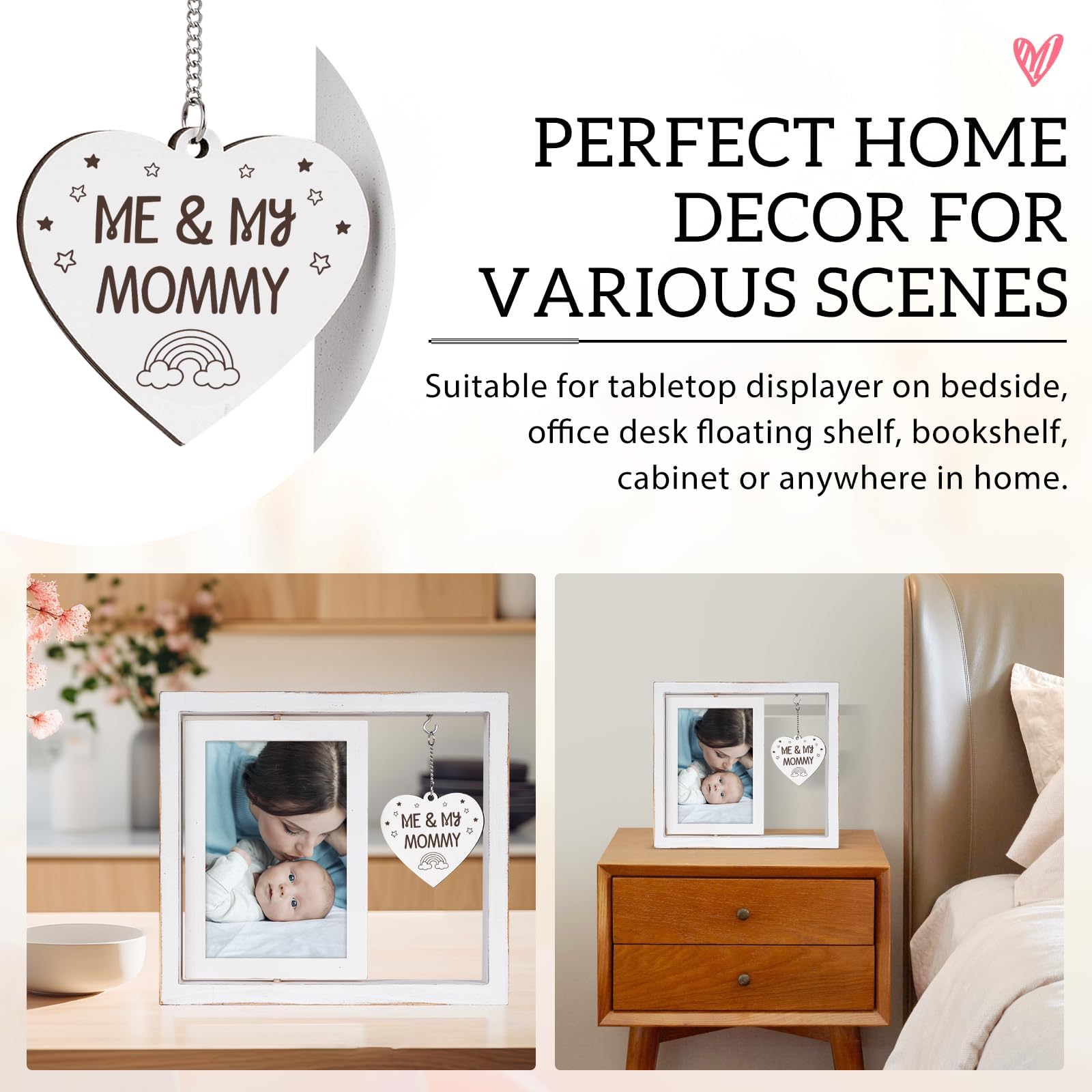 Nuowagify nursery decor keeps memories organized on a bedside table