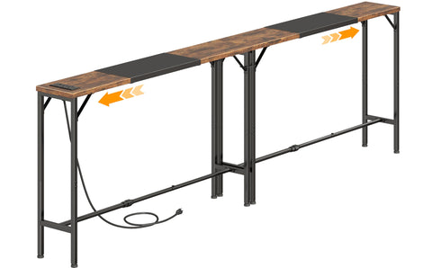 NuoyuanShen extendable-length sofa table behind couch showcasing flexible spacing