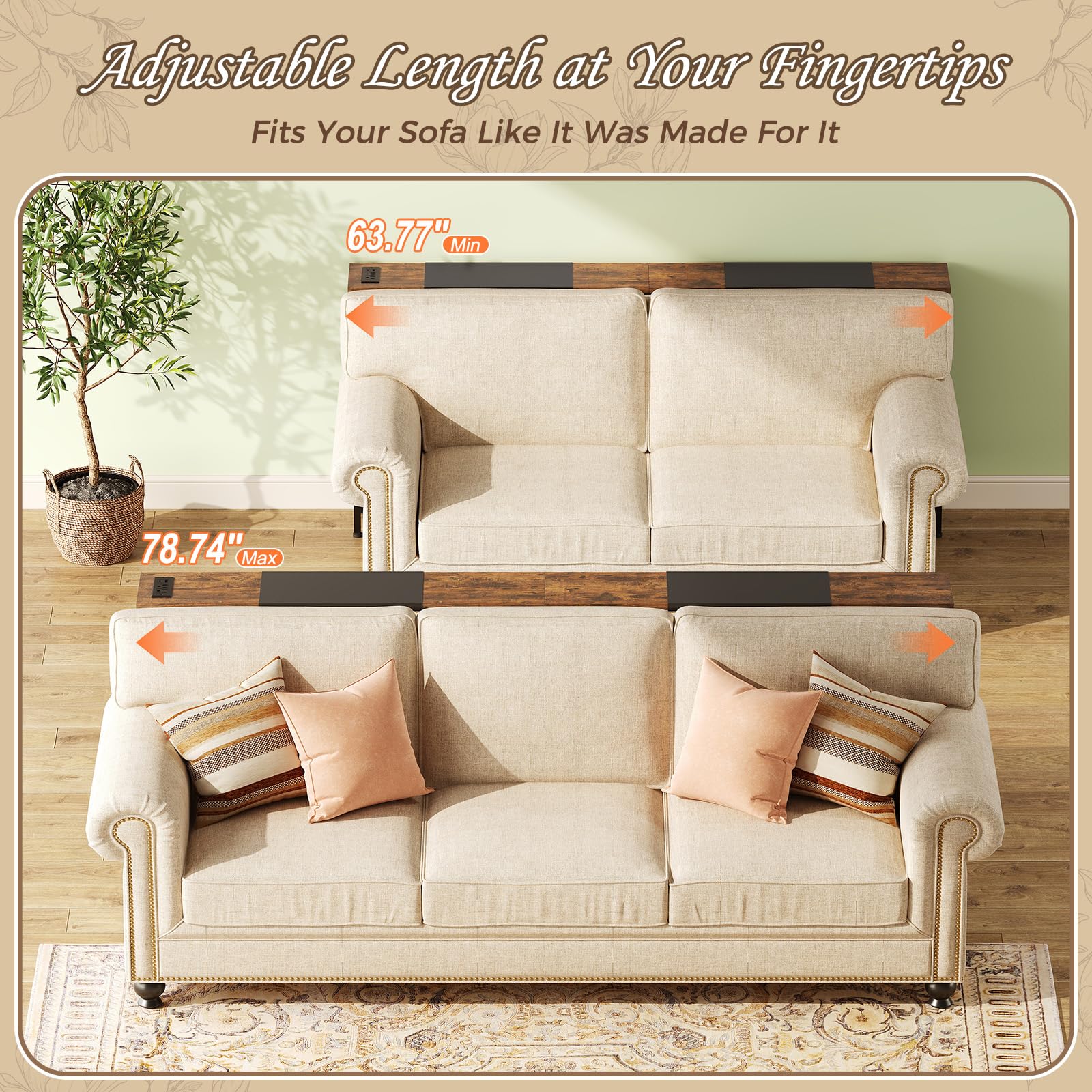 NuoyuanShen behind-couch table with power outlets for charging devices