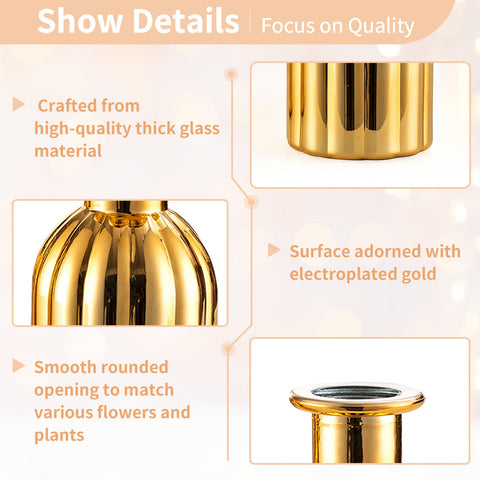 NUPTIO Bud Vases Small Gold home table decor that blends vintage charm with modern style.