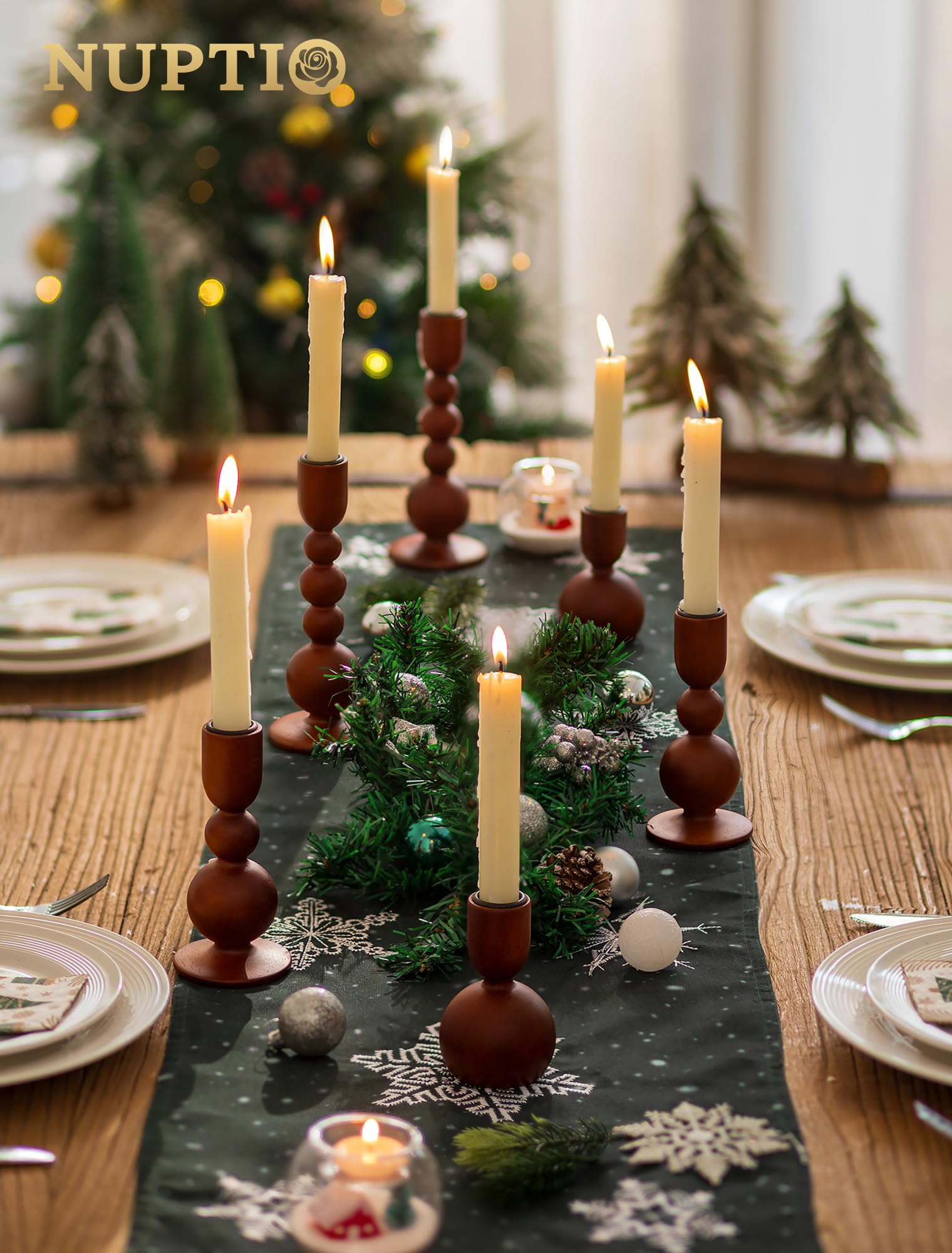 NUPTIO candlestick holders metal cup inside enhances safety and stability
