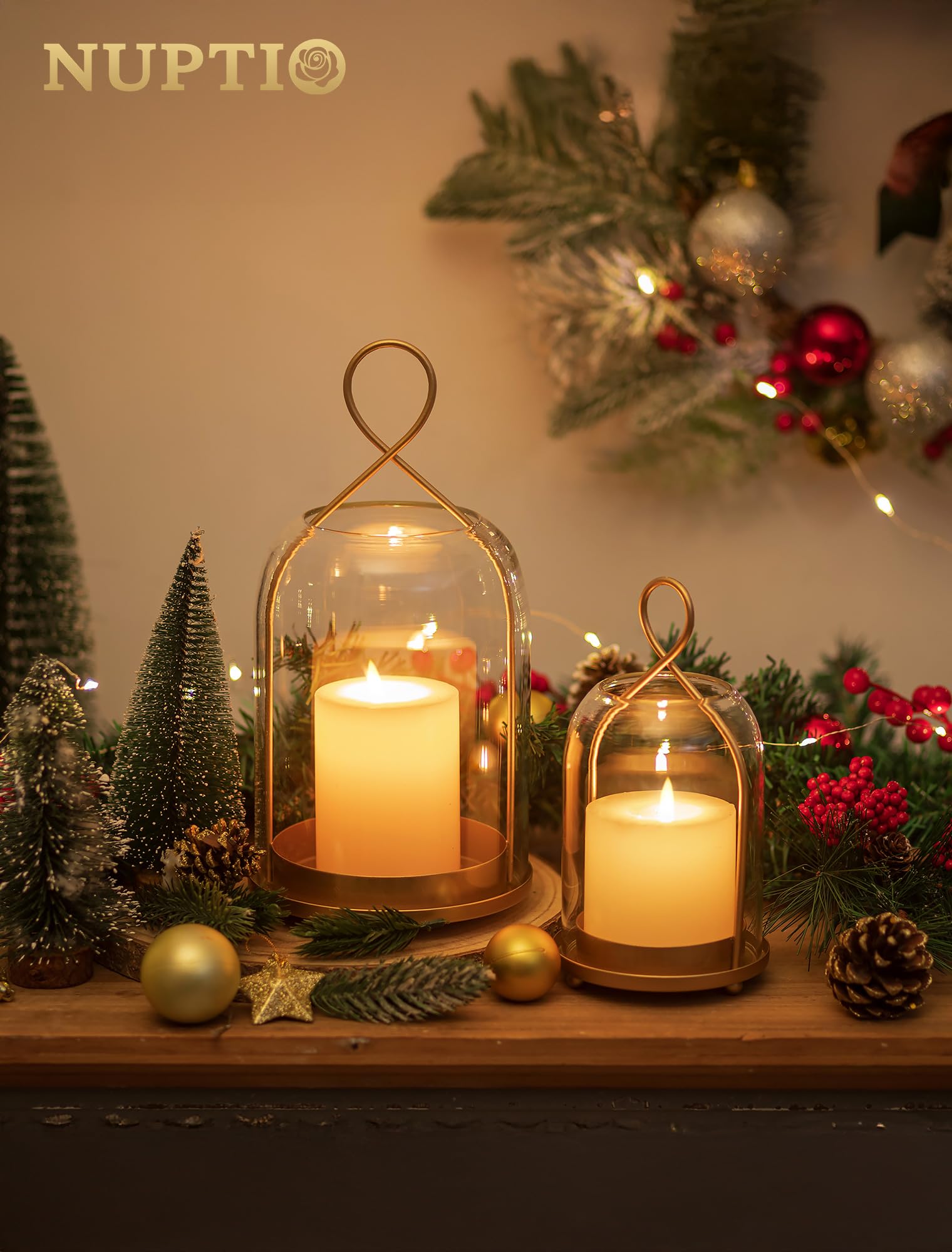 NUPTIO glass lantern with hanging ring for versatile display