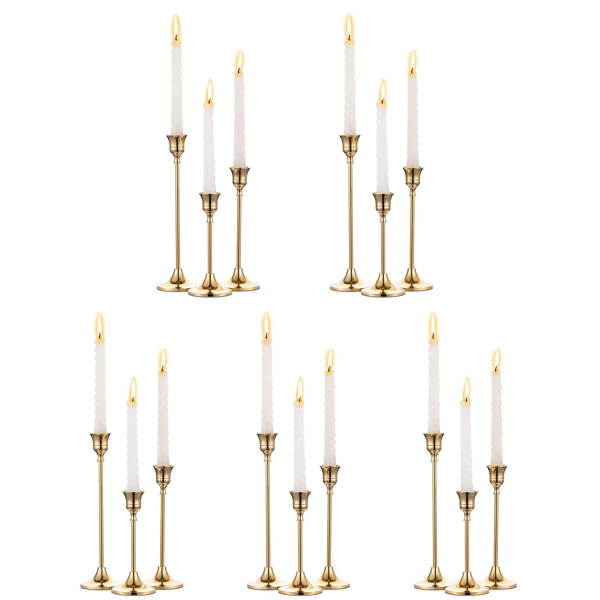 NUPTIO gold 15-pcs candlestick set for elegant mantel displays