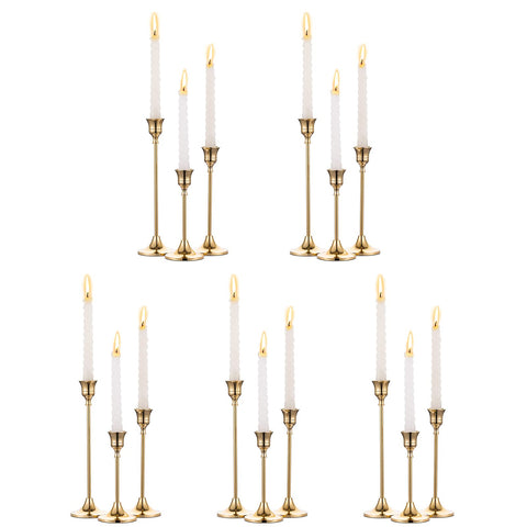 NUPTIO gold 15-pcs candlestick set for elegant mantel displays
