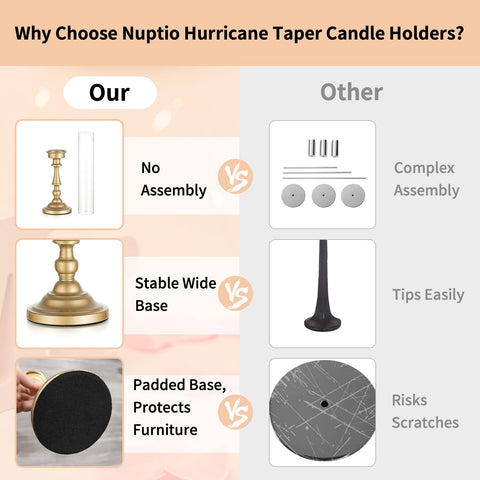 NUPTIO gold candle holders are easy to clean and maintain.
