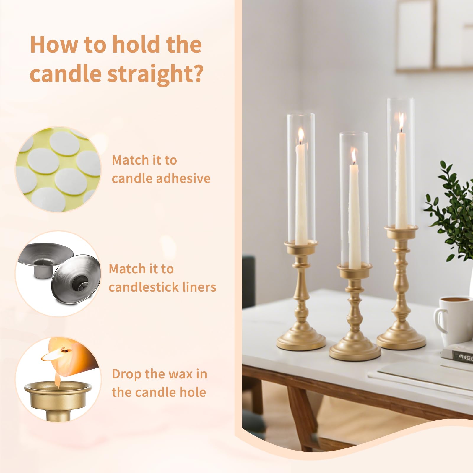 NUPTIO gold candlestick holders used as wedding decor for a romantic glow.