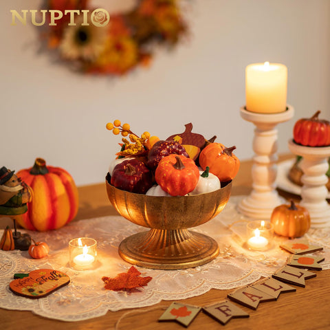 NUPTIO Gold Compote Vase on wedding table as a gold centerpiece