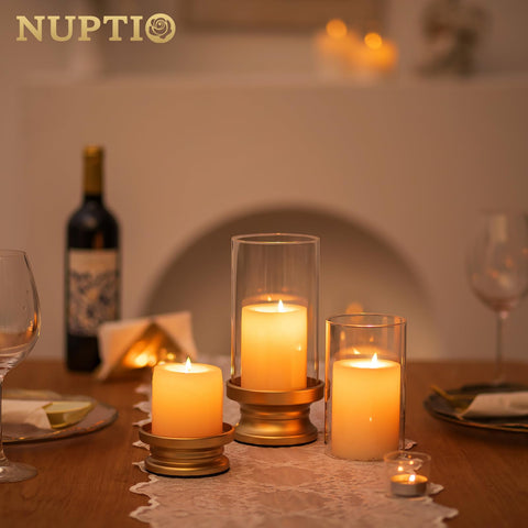 NUPTIO hurricane candle holder gold large enhances dramatic mantle displays.