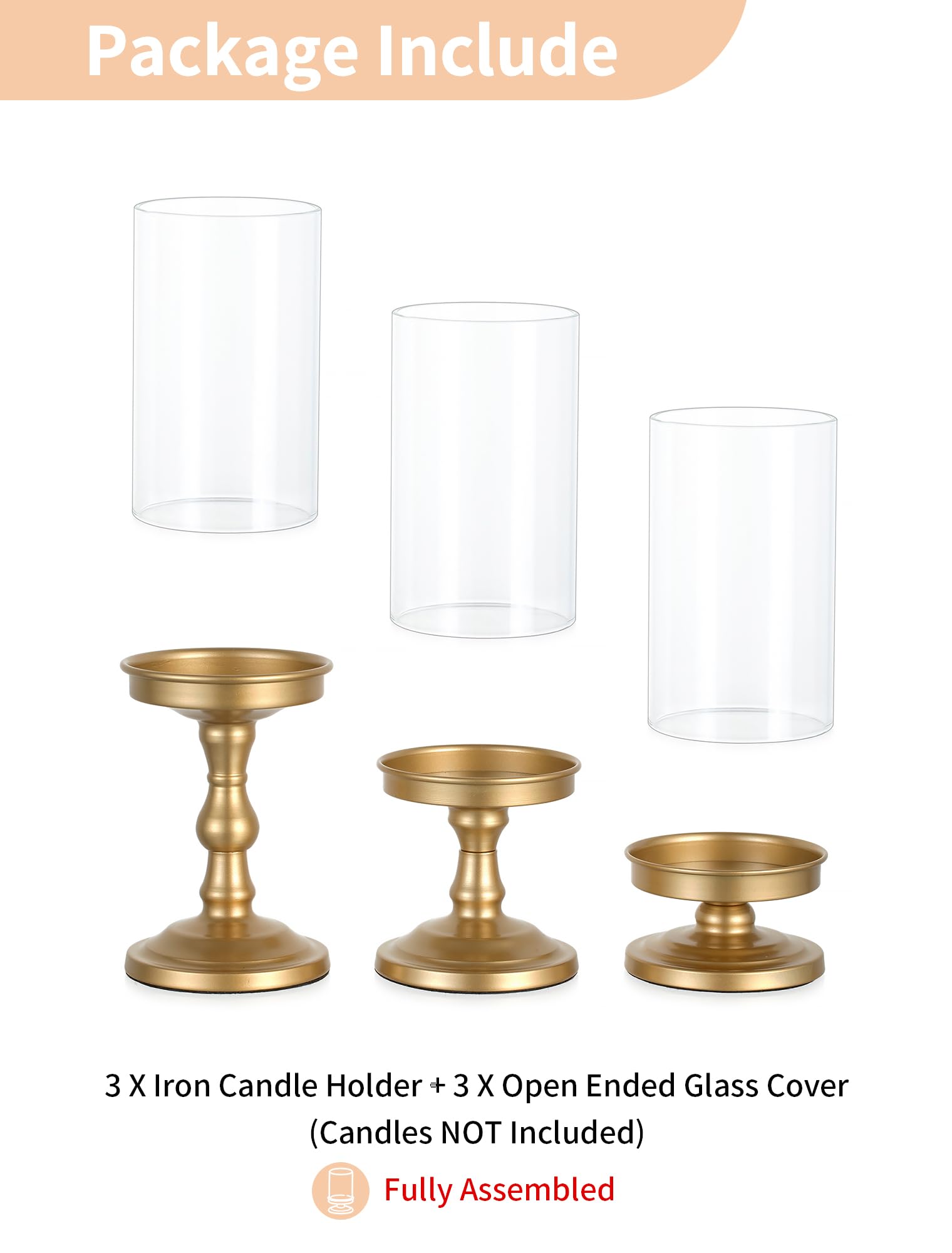 Nuptio easy-clean hurricane candle holder for quick maintenance.