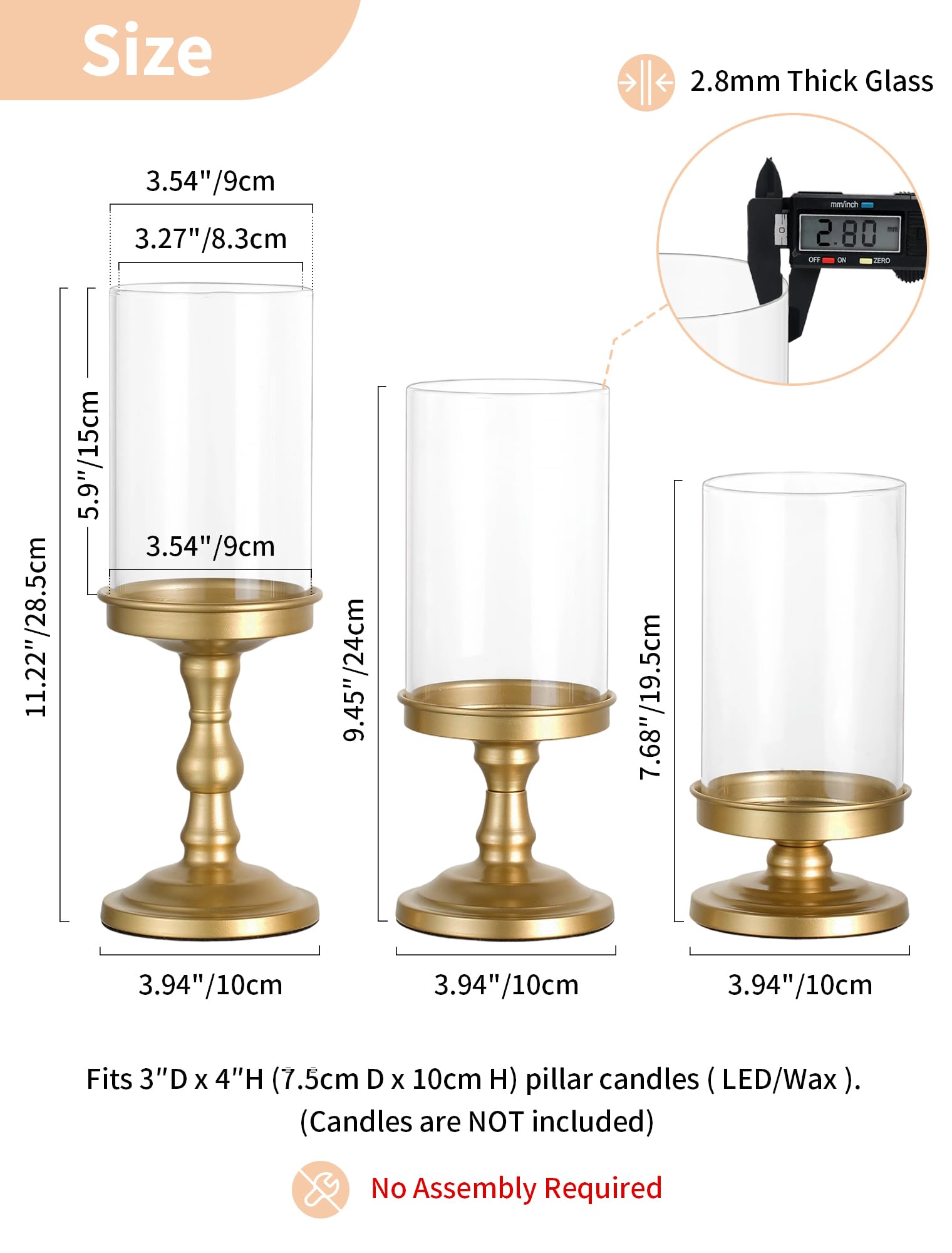 Nuptio hurricane glass candle holder wind-resistant design for outdoor use.